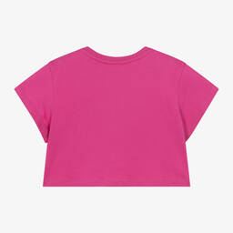 Chloé-Girls Magenta Pink Embroidered Cotton T-Shirt | Childrensalon Outlet