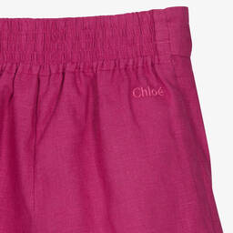 Chloé-Girls Magenta Pink Linen Shorts | Childrensalon Outlet