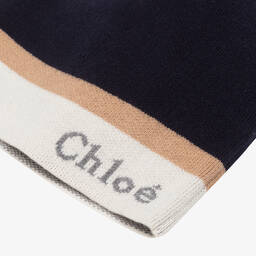 Chloé-Girls Navy Blue Cotton & Wool Knit Hat | Childrensalon Outlet