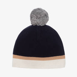 Chloé-Girls Navy Blue Cotton & Wool Knit Hat | Childrensalon Outlet