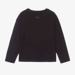 Chloé-Girls Navy Blue Crochet Pocket Top | Childrensalon Outlet