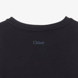 Chloé-Girls Navy Blue Crochet Pocket Top | Childrensalon Outlet