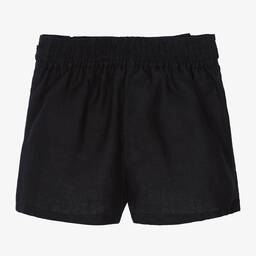 Chloé-Girls Navy Blue Linen Shorts | Childrensalon Outlet