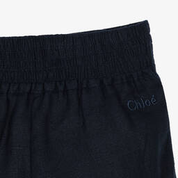 Chloé-Girls Navy Blue Linen Trousers | Childrensalon Outlet