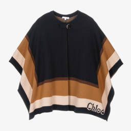 Chloé-Girls Navy Cotton Wool Cape | Childrensalon Outlet