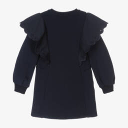 كلوي-فستان بكشكش قطن جيرسي لون كحلي | Childrensalon Outlet