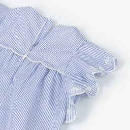 Chloé-Girls Navy Striped Ruffle Top | Childrensalon Outlet