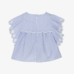 Chloé-Girls Navy Striped Ruffle Top | Childrensalon Outlet