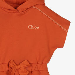 Chloé-Оранжевое хлопковое платье с капюшоном | Childrensalon Outlet