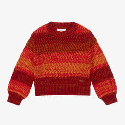 Chloé-Girls Orange Cotton & Wool Knit Jumper | Childrensalon Outlet