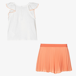 Chloé-Girls Orange & White Skirt Set | Childrensalon Outlet