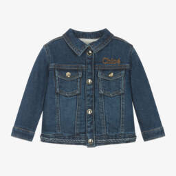 Chloé-Girls Organic Blue Denim Jacket | Childrensalon Outlet