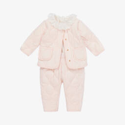 Chloé-Girls Organic Quilted Pink Outfit | Childrensalon Outlet