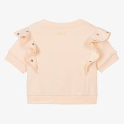 Chloé-Розовый свитшот с рюшами с перфорацией для девочек | Childrensalon Outlet