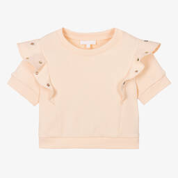 Chloé-Розовый свитшот с рюшами с перфорацией для девочек | Childrensalon Outlet