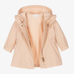Chloé-Girls Pale Pink Hooded Ruffle Raincoat | Childrensalon Outlet