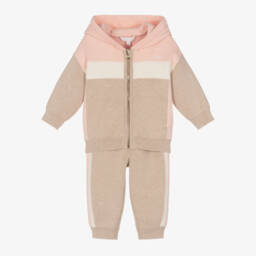 Chloé-Girls Pink & Beige Knit Set | Childrensalon Outlet