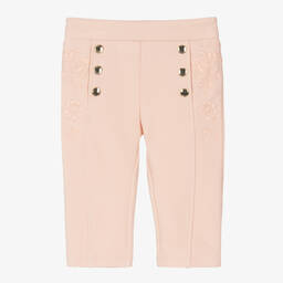 Chloé-Розовые хлопковые брюки с вышивкой | Childrensalon Outlet