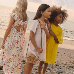 Chloé-Girls Pink Cotton Macramé Dress | Childrensalon Outlet