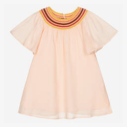 Chloé-Girls Pink Cotton Macramé Dress | Childrensalon Outlet