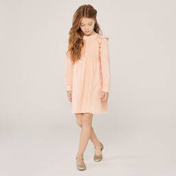 Chloé-Girls Pink Cotton Twill Dress | Childrensalon Outlet