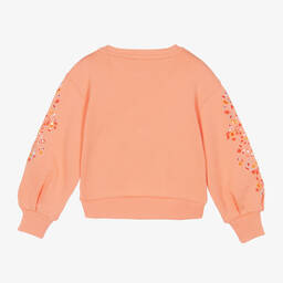 Chloé-Girls Pink Floral Embroidered Sweatshirt | Childrensalon Outlet