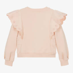 Chloé-Girls Pink Frilled Cotton Jumper | Childrensalon Outlet