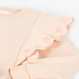 Chloé-Girls Pink Frilled Cotton Jumper | Childrensalon Outlet
