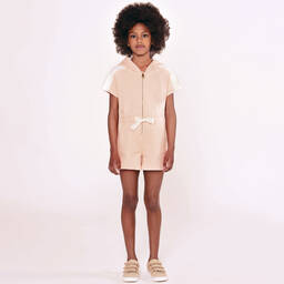 Chloé-Розовый хлопковый комбинезон с капюшоном | Childrensalon Outlet