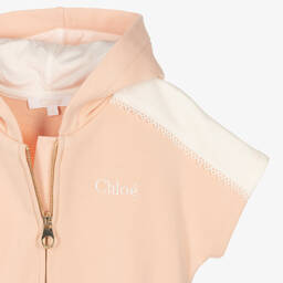 Chloé-Розовый хлопковый комбинезон с капюшоном | Childrensalon Outlet