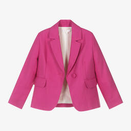 Chloé-Girls Pink Linen & Cotton Twill Blazer | Childrensalon Outlet