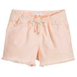 Chloé-شورت قطن ستريتش لون زهري للبنات | Childrensalon Outlet