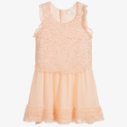 Chloé-Girls Pink Silk Crêpe Dress | Childrensalon Outlet