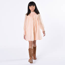 كلوي-فستان حرير مزين بكشكش لون زهري | Childrensalon Outlet