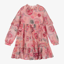 Chloé-Розовое шерстяное платье со спиральным принтом | Childrensalon Outlet
