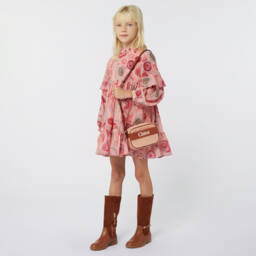 Chloé-Розовое шерстяное платье со спиральным принтом | Childrensalon Outlet