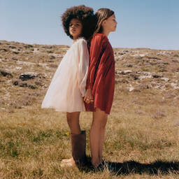 Chloé-Girls Red Silk Ruffle Dress | Childrensalon Outlet