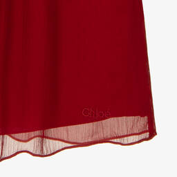 Chloé-Girls Red Silk Ruffle Dress | Childrensalon Outlet
