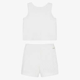 Chloé-Girls Scalloped White Knit Ensemble | Childrensalon Outlet