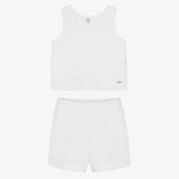 Chloé-Girls Scalloped White Knit Ensemble | Childrensalon Outlet