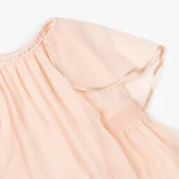 Chloé-Шелковое платье с накидными рукавами для девочек розовое | Childrensalon Outlet