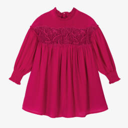 Chloé-Girls Silk Dress with Guipure Lace | Childrensalon Outlet