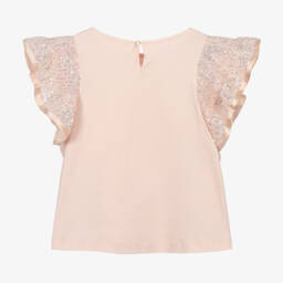Chloé-Girls Sparkling Pink Angel-Sleeve Tee | Childrensalon Outlet