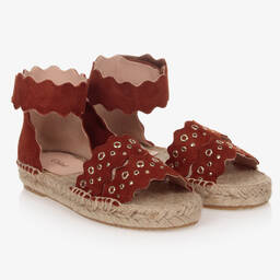 Chloé-إسبادريل جلد شامواه لون بنّي للبنات | Childrensalon Outlet