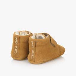 Chloé-Girls Tan Suede Pre-Walker Shoes | Childrensalon Outlet