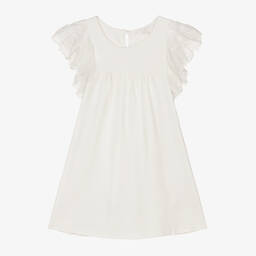 Chloé-Girls White Cotton Jersey Dress | Childrensalon Outlet