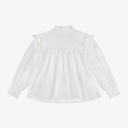 Chloé-بلوزة بطبعة نجوم قطن فوال لون أبيض للبنات | Childrensalon Outlet