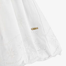 Chloé-فستان قطن عضوي مطرز لون أبيض للبنات | Childrensalon Outlet