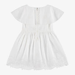 Chloé-فستان قطن عضوي مطرز لون أبيض للبنات | Childrensalon Outlet