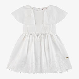 Chloé-فستان قطن عضوي مطرز لون أبيض للبنات | Childrensalon Outlet